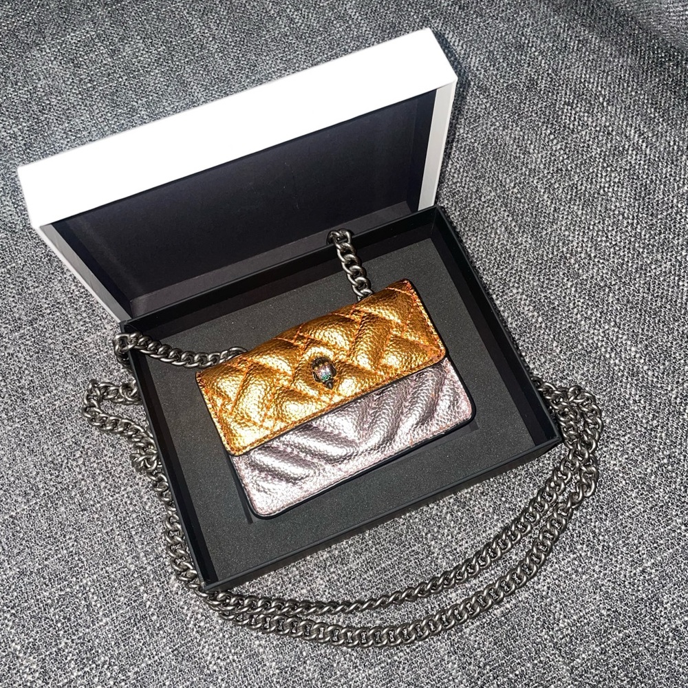 Kurt Geiger Gold and Silver Quilted Chain Bag